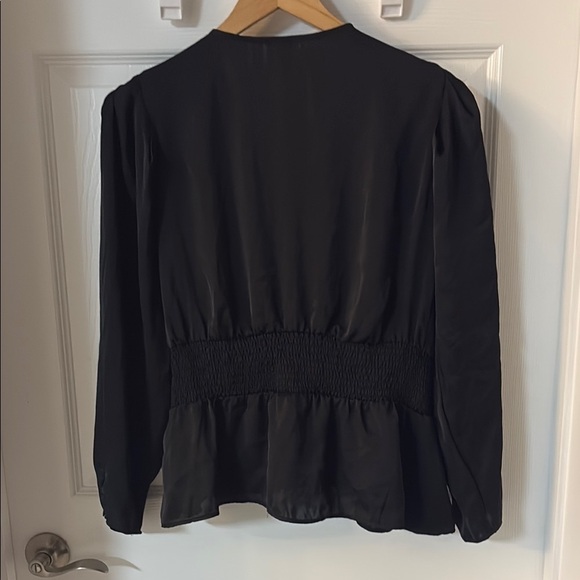 Express Black Long Sleeve Wrap Blouse - Picture 3 of 3